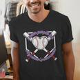 I Wear Purple For Alzheimers Awareness Baseball Heart Ribbon Men's V-Neck T-Shirt I Wear Purple For Alzheimers Awareness Baseball Heart Ribbon Men's V-Neck T-Shirt