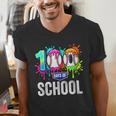 Women's 100 Days Of School Dripping Baseball Boys Kids Teacher Men's V-Neck T-Shirt Women's 100 Days Of School Dripping Baseball Boys Kids Teacher Men's V-Neck T-Shirt