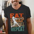 Women's Eat Sleep Baseball Repeat Vintage Player Sport Lover Retro Men's V-Neck T-Shirt