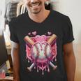 Women's Valentines Day Baseball Boys Ice Cream Drip Heart Youth Kids Men's V-Neck T-Shirt Women's Valentines Day Baseball Boys Ice Cream Drip Heart Youth Kids Men's V-Neck T-Shirt