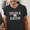 You'Re A Catch Baseball Pun Heart Kids Boys Valentines Men's V-Neck T-Shirt You'Re A Catch Baseball Pun Heart Kids Boys Valentines Men's V-Neck T-Shirt