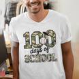 100 Days Of School Camo Baseball Camouflage For Kids Men's V-Neck T-Shirt