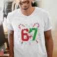 67 Baseball Christmas Candy Cane Snowflake Holiday Sports Men's V-Neck T-Shirt