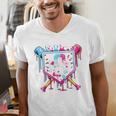 9th Birthday Boys Baseball Ice Cream Drip Boys Baseball Men's V-Neck T-Shirt 9th Birthday Boys Baseball Ice Cream Drip Boys Baseball Men's V-Neck T-Shirt