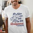 Take Me Out To The Ball Game Retro Peanuts Baseball Sports Men's V-Neck T-Shirt