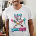 Baseball 10 Year Old Ice Cream Drip 10th Bday Double Digits Men's V-Neck T-Shirt Baseball 10 Year Old Ice Cream Drip 10th Bday Double Digits Men's V-Neck T-Shirt