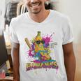 Baseball Banana Splatter Sports Kids Teens Premium Tri-Blend Men's V-Neck T-Shirt