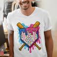 Baseball Boys Ice Cream Drip Baseball Men's V-Neck T-Shirt Baseball Boys Ice Cream Drip Baseball Men's V-Neck T-Shirt