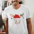 Baseball Christmas Reindeer Santa Hat Sports Player Xmas Men's V-Neck T-Shirt