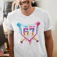Baseball Drip I Was 6 Now I'm 7 67 Meme 7th Birthday Men's V-Neck T-Shirt Baseball Drip I Was 6 Now I'm 7 67 Meme 7th Birthday Men's V-Neck T-Shirt
