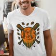 Baseball Drip Ice Cream Dripping Blaze Hunter Orange Camo Men's V-Neck T-Shirt