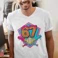 Baseball Drip Jersey Number 67 For Players & 67th Birthday Premium Tri-Blend Men's V-Neck T-Shirt Baseball Drip Jersey Number 67 For Players & 67th Birthday Premium Tri-Blend Men's V-Neck T-Shirt