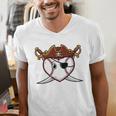Baseball Heart Pirate Hat Crossed Swords Men Boys Kids Youth Premium Tri-Blend Men's V-Neck T-Shirt