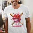 Boys Valentine Day Baseball Helmet Drip Ice-Cream Youth Kids Men's V-Neck T-Shirt Boys Valentine Day Baseball Helmet Drip Ice-Cream Youth Kids Men's V-Neck T-Shirt