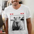 Capybara Love Valentines Day Cute Animal Hearts Raglan Baseball Tee Men's V-Neck T-Shirt Capybara Love Valentines Day Cute Animal Hearts Raglan Baseball Tee Men's V-Neck T-Shirt
