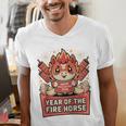 Chinese New Year 2026 Fire Horse Celebration Raglan Baseball Tee Men's V-Neck T-Shirt