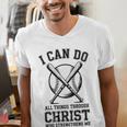 Christian Baseball Philippians 4 Men's V-Neck T-Shirt