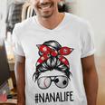 Classy Nana Life Soccer Messy Bun Baseball Mother's Day Men's V-Neck T-Shirt