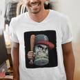 Cool Dollar Bill Guy With Cap And Baseball Costume Premium Tri-Blend Men's V-Neck T-Shirt Cool Dollar Bill Guy With Cap And Baseball Costume Premium Tri-Blend Men's V-Neck T-Shirt