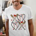 Coquette Bow XOXO Baseball Lover Heart Valentine Game Day Men's V-Neck T-Shirt
