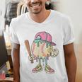 Cute Baseball Ice Cream Drip For Girls & Boys 2 Sides Men's V-Neck T-Shirt