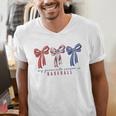 My Favorite Season Is Baseball Coquette Bow Game Day Mom Sis Men's V-Neck T-Shirt My Favorite Season Is Baseball Coquette Bow Game Day Mom Sis Men's V-Neck T-Shirt