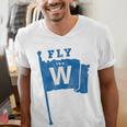 Fly The W Chicago Baseball Winning Flag Distressed Premium Tri-Blend Men's V-Neck T-Shirt