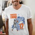 Francisco Lindor New York M Baseball Players MLBFLI304N Men's V-Neck T-Shirt