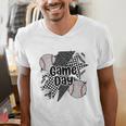 Game Day Baseball Retro Checkered Baseball Men's V-Neck T-Shirt