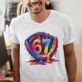 Gen Alpha Slang Ice Cream Drip Six Seven 67 Baseball Catcher Men's V-Neck T-Shirt Gen Alpha Slang Ice Cream Drip Six Seven 67 Baseball Catcher Men's V-Neck T-Shirt