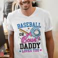 Gender Reveal Baseball Or Bows Daddy Loves You Men's V-Neck T-Shirt Gender Reveal Baseball Or Bows Daddy Loves You Men's V-Neck T-Shirt