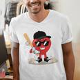 Heart Playing Baseball Valentine Baseball Men's V-Neck T-Shirt Heart Playing Baseball Valentine Baseball Men's V-Neck T-Shirt