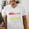Hit Hard Run Fast Turn Left Baseball Quote Fan Coach Premium Tri-Blend Men's V-Neck T-Shirt Hit Hard Run Fast Turn Left Baseball Quote Fan Coach Premium Tri-Blend Men's V-Neck T-Shirt