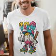 Ice Cream Drip Baseball Party 100 Days Of School Teacher Men's V-Neck T-Shirt