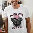 I'm Head Heffa Just Ask Me Bossy Highland Cow Baseball Cap Men's V-Neck T-Shirt I'm Head Heffa Just Ask Me Bossy Highland Cow Baseball Cap Men's V-Neck T-Shirt