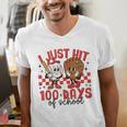 I Just Hit 100 Days Of School Baseball 100th Day Teacher Kid Men's V-Neck T-Shirt I Just Hit 100 Days Of School Baseball 100th Day Teacher Kid Men's V-Neck T-Shirt