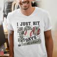 I Just Hit 100 Days Of School Teacher Baseball Boys Kids Men's V-Neck T-Shirt I Just Hit 100 Days Of School Teacher Baseball Boys Kids Men's V-Neck T-Shirt