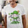 Kids Boys Happy St Patricks Day Kids Baseball Ice Cream Drip Men's V-Neck T-Shirt
