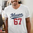 Mason 67 Jersey Baseball Men Women Boys Girls Number 6 7 Men's V-Neck T-Shirt Mason 67 Jersey Baseball Men Women Boys Girls Number 6 7 Men's V-Neck T-Shirt