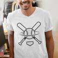 Minimalist Baseball Clean Sports Graphic Tee For Fan Players Men's V-Neck T-Shirt