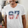Number 67 USA Raglan Baseball Tee Men's V-Neck T-Shirt