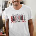 Retro Checkered Tired But Caffeinated Baseball Mom Leopard Men's V-Neck T-Shirt Retro Checkered Tired But Caffeinated Baseball Mom Leopard Men's V-Neck T-Shirt