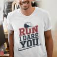 Run I Dare You Baseball Catcher Player Fan Men's V-Neck T-Shirt Run I Dare You Baseball Catcher Player Fan Men's V-Neck T-Shirt