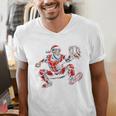 Santa Playing Baseball Catcher Merry Christmas Sport Player Men's V-Neck T-Shirt Santa Playing Baseball Catcher Merry Christmas Sport Player Men's V-Neck T-Shirt