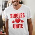 Singles Unite Valentines Day Humor For Singles Raglan Baseball Tee Men's V-Neck T-Shirt Singles Unite Valentines Day Humor For Singles Raglan Baseball Tee Men's V-Neck T-Shirt