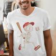 Skeleton Batting Baseball Halloween Boys Men Kids Men's V-Neck T-Shirt Skeleton Batting Baseball Halloween Boys Men Kids Men's V-Neck T-Shirt
