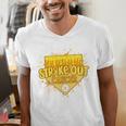 Strike Out Childhood Cancer Boys Baseball Drip Gold Ribbon Men's V-Neck T-Shirt
