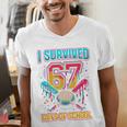 I Survived 67 Days Of School Baseball Drip Six Seven Meme Men's V-Neck T-Shirt I Survived 67 Days Of School Baseball Drip Six Seven Meme Men's V-Neck T-Shirt