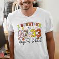 I Survived 6733 Days Baseball Football Softball 100 Days Men's V-Neck T-Shirt I Survived 6733 Days Baseball Football Softball 100 Days Men's V-Neck T-Shirt