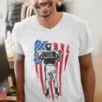 US Flag Baseball Player Batter Sport Lover Team Coach Family Men's V-Neck T-Shirt